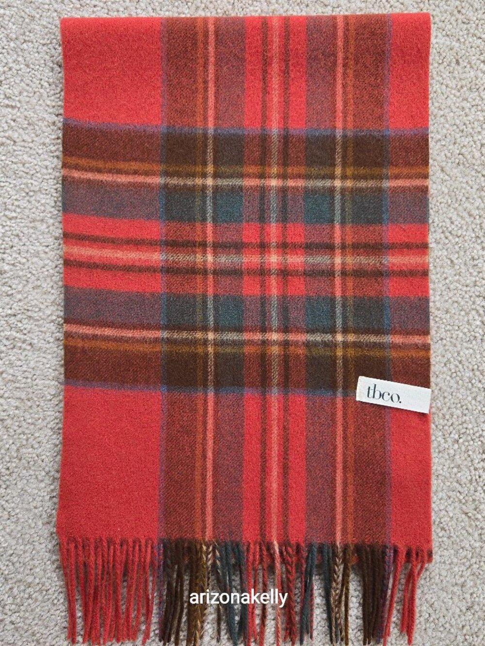 NWOT tbco Red Plaid Scarf Lambswool